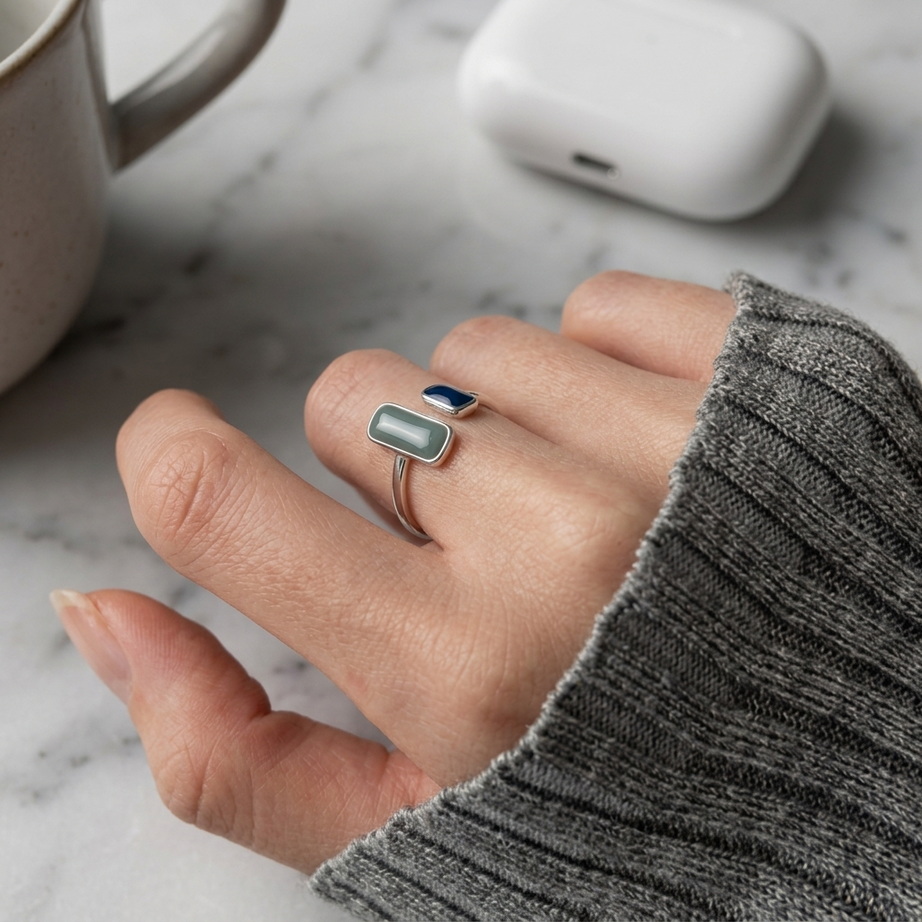 Timeless Blue Zircon Sterling Silver Ring 005