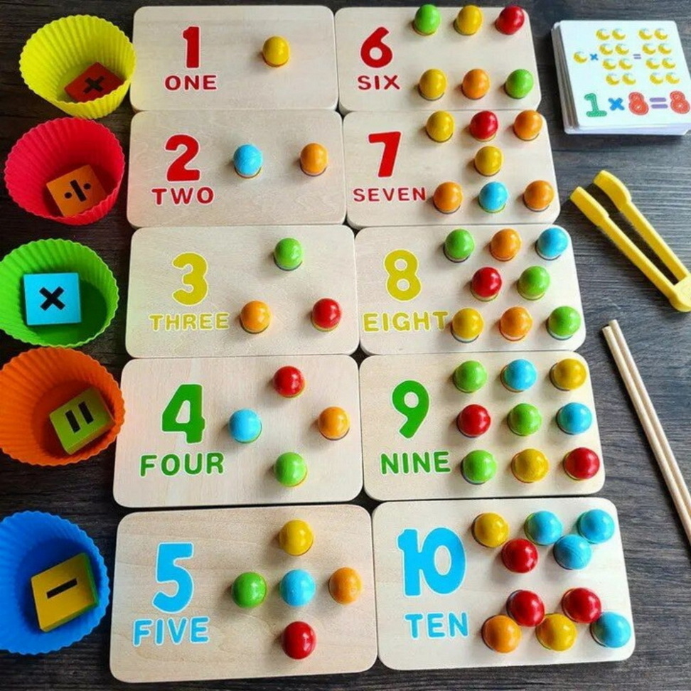 Montessori Brain‑Boosting Bead Clip Math Puzzle Kids Toys Set : 55 Beads|110 Beads Montessori Brain‑Boosting Bead Clip Math Puzzle Kids Toys Set : 55 Beads|110 Beads