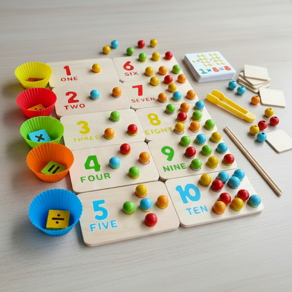 Montessori Brain‑Boosting Bead Clip Math Puzzle Kids Toys Set : 55 Beads|110 Beads Montessori Brain‑Boosting Bead Clip Math Puzzle Kids Toys Set : 55 Beads|110 Beads