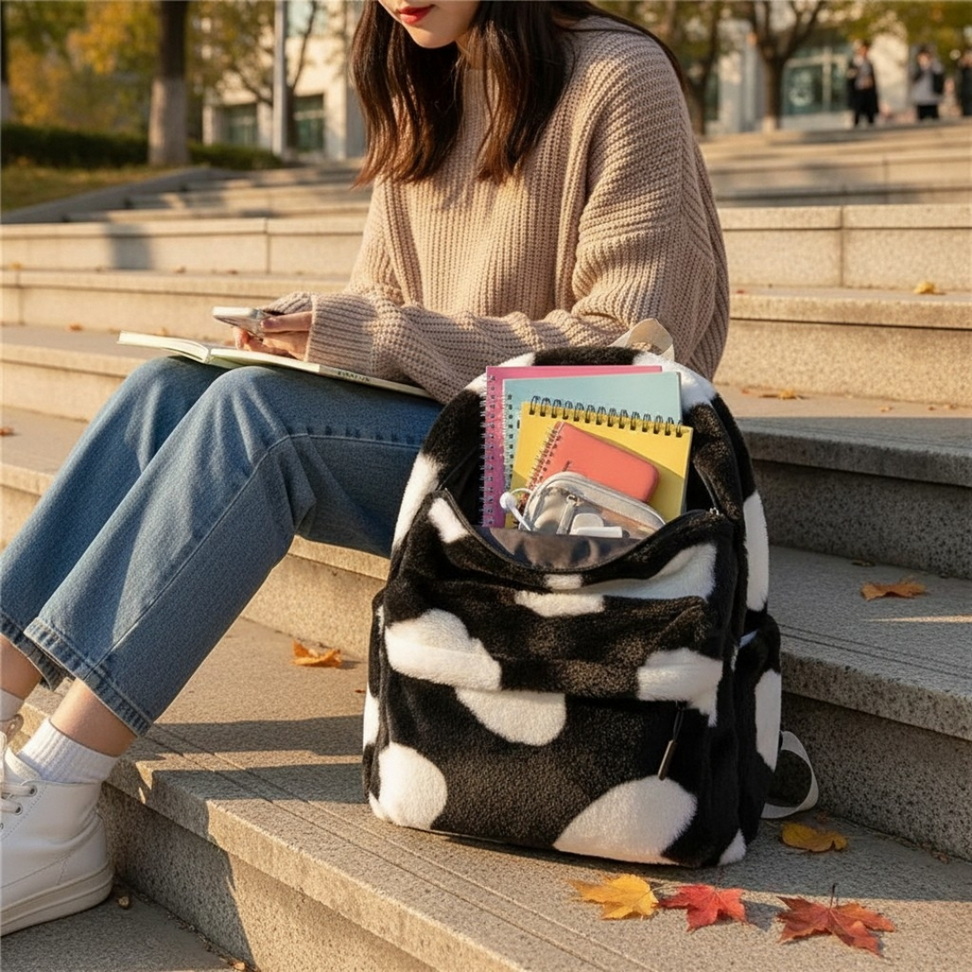 Heart Plush Backpack Backpacks New Arrivals Color : Black|Green|Khaki|Pink Heart Plush Backpack Backpacks New Arrivals Color : Black|Green|Khaki|Pink