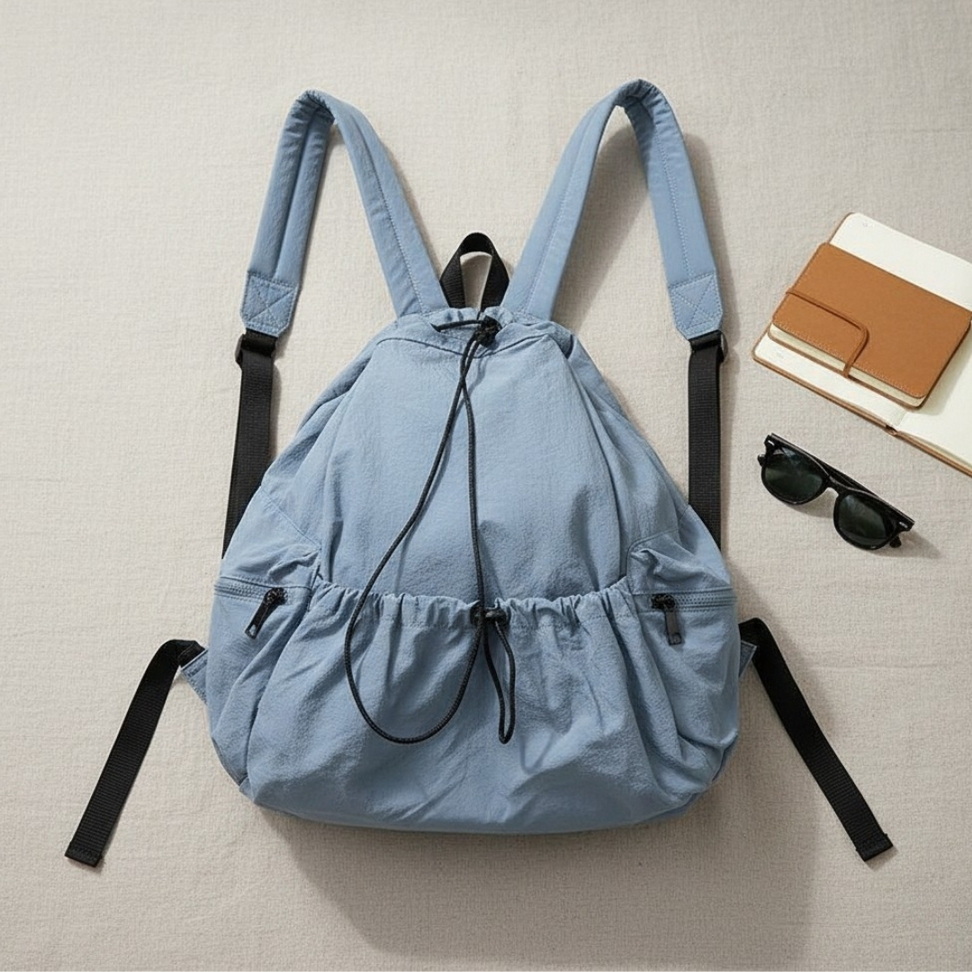 Ruched Nylon Backpack Backpacks New Arrivals Color : Khaki|Blue|Black|Pink|Green|Chocolate Ruched Nylon Backpack Backpacks New Arrivals Color : Khaki|Blue|Black|Pink|Green|Chocolate